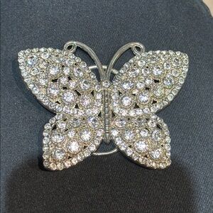 Vintage 1970s Rhinestone Butterfly Belt Buckle – Glamorous Statement Piece